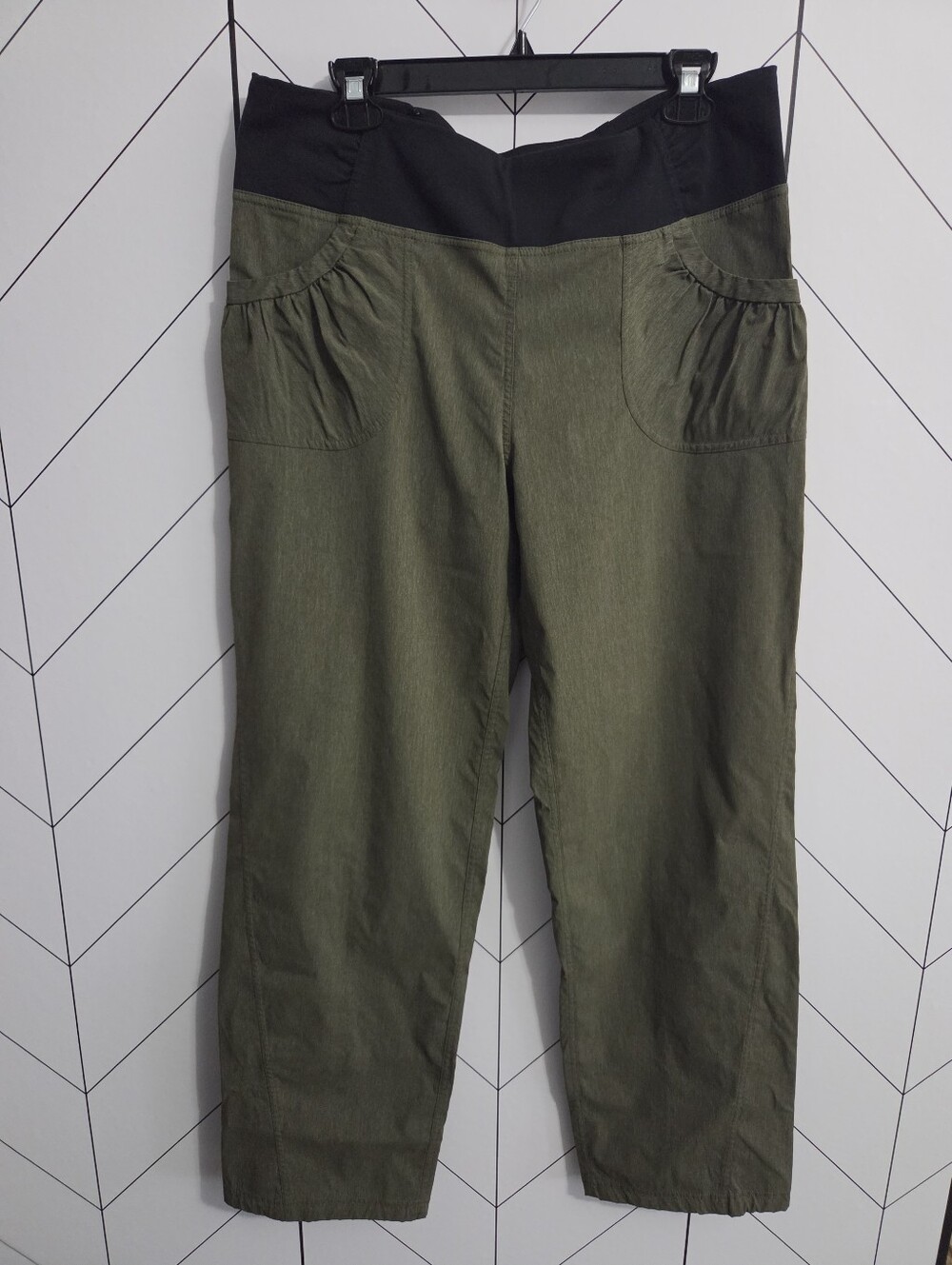 prAna Summit Olive Green Pants Pull-On Hiking Travel Stretch, Size XL